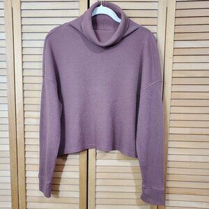 Abercrombie & Fitch Women's Soft AF Cozy Brown Turtleneck Cropped Top S